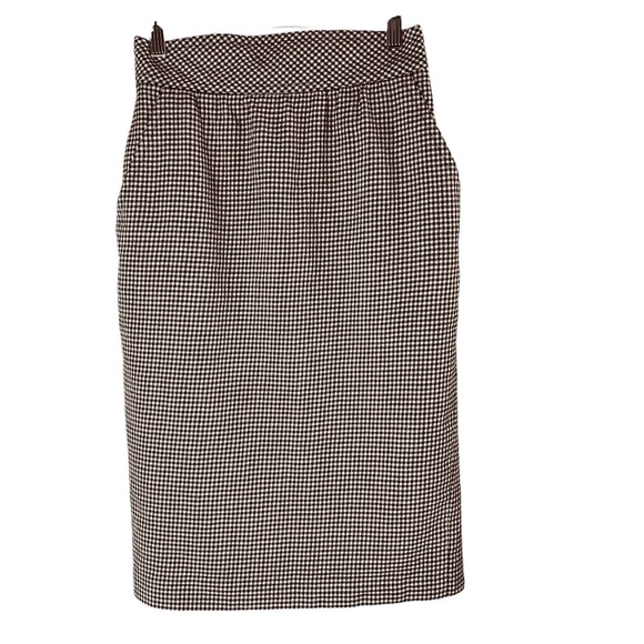 Vintage ESCADA Margaretha Ley Black White Houndstooth High Waisted Wool Skirt 36 - Picture 1 of 8